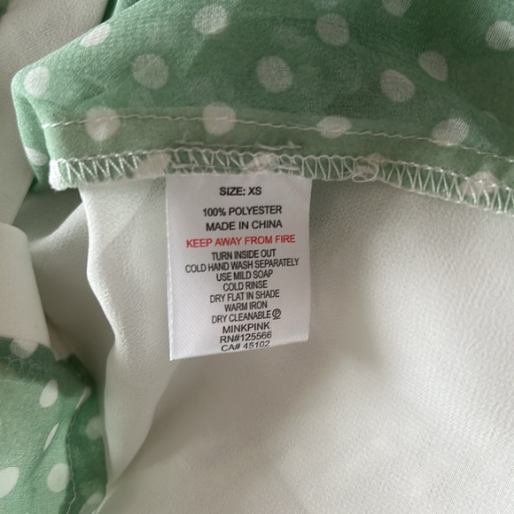 MINKPINK green and white blouse, Size XS - Picture 3 of 4